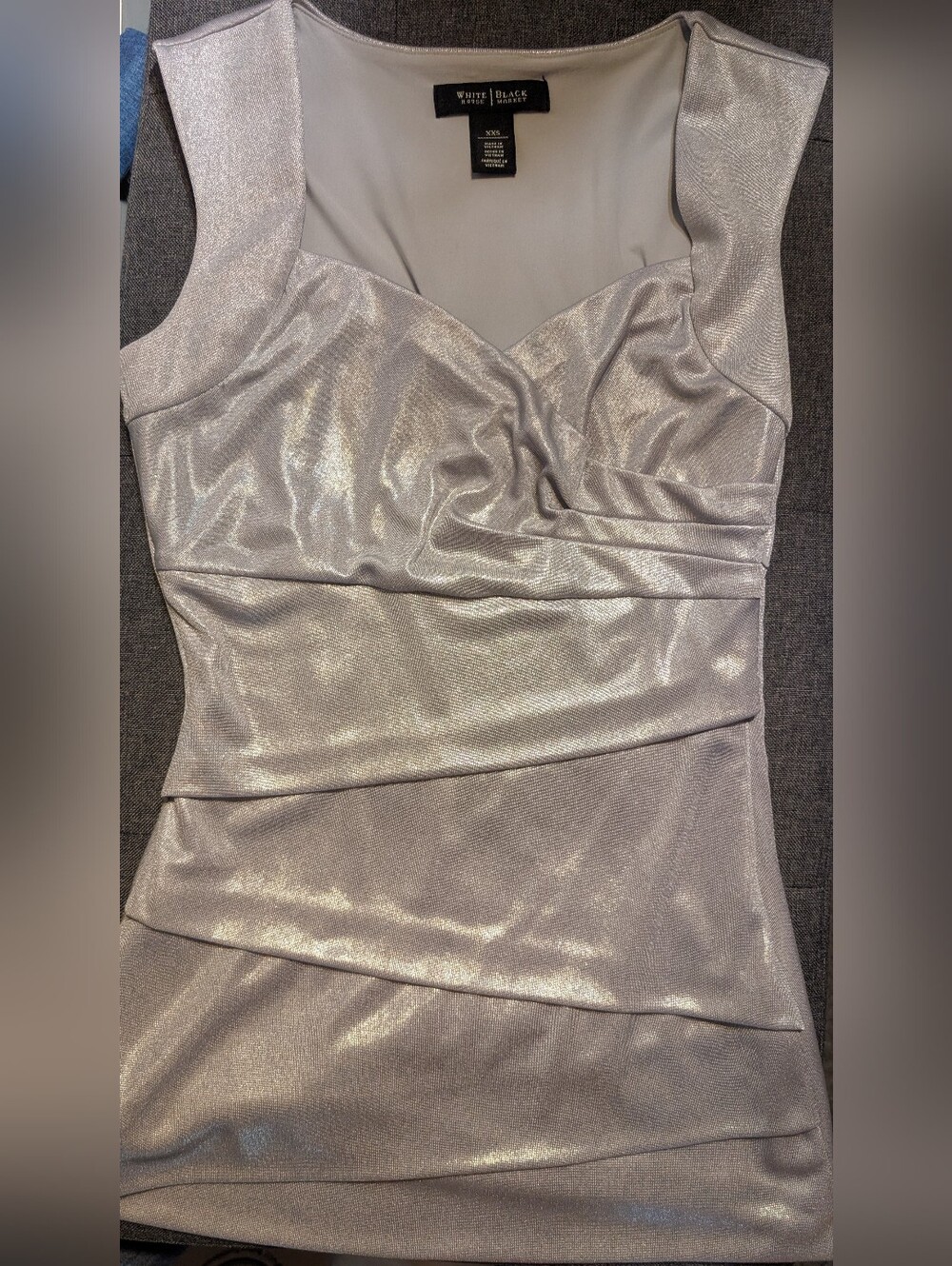 White House Black Market Silver Metallic Tank Top Size XXS